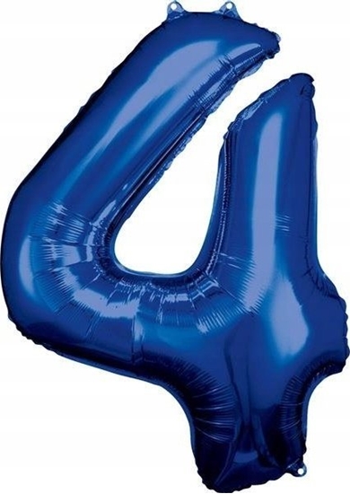 Изображение AMSCAN Balon foliowy dua cyfra 4 niebieski 65x86cm 9907282