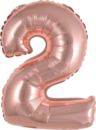 Attēls no AMSCAN Balon foliowy mini cyfra 2 róowe zoto 37,5x40cm 9909690