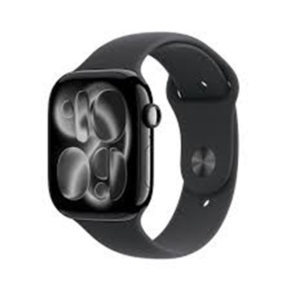 Attēls no APPLE WATCH SERIES 11 GPS 46MM JET BLACK ALUMINIUM CASE WITH BLACK SPORT BAND S/M MEUW4WF/A