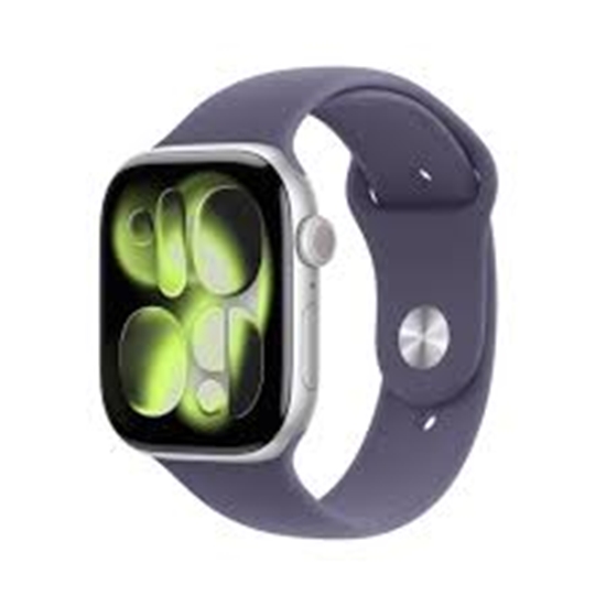 Picture of APPLE WATCH SERIES 11 GPS 46MM SILVER ALUMINIUM CASE WITH PURPLE FOG SPORT BAND M/L MEVA4WF/A