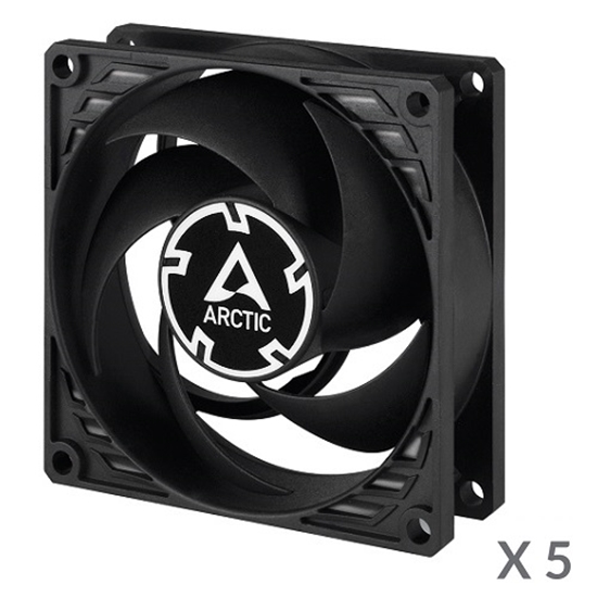 Picture of ARCTIC P8 Silent Pressure-Optimised Extra Quiet Fans, 3-pin, 80mm, black, 5pcs