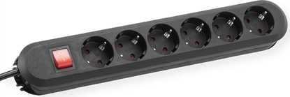 Picture of Bachmann SMART socket strip 6x earthing contact, switch, black, 1.5 m