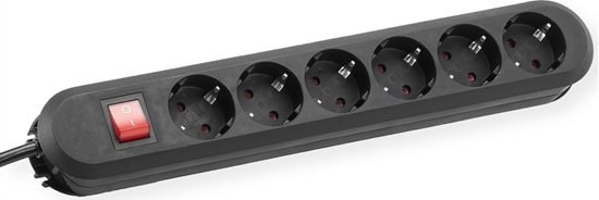 Picture of Bachmann SMART socket strip 6x earthing contact, switch, black, 1.5 m