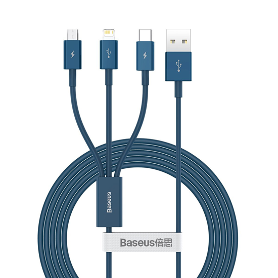 Picture of Kabel USB Baseus USB-A - miniUSB + microUSB + Lightning + USB-C 1.5 m Niebieski (CAMLTYS-03)
