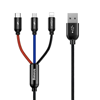 Picture of Baseus Baseus Three Primary Colors 3in1 USB-A - micro USB / Lightning / USB-C 3.5A cable 0.3 m - black