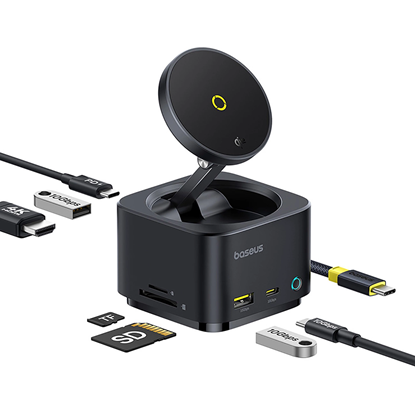 Attēls no Baseus MagPro Series II 7-in-1 USB-C, Wireless 15W, Schwarz