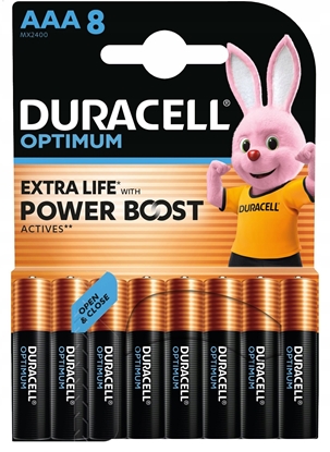 Picture of Batteries DURACELL OPTIMUM EXTRA LIFE, AAA, 8 pcs