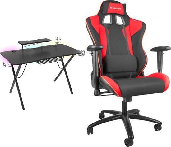 Picture of Biurko Genesis Holm 300 RGB Czarne 120 cmx60 cm + Nitro 770 Czarno-czerwony (NFG-0751)