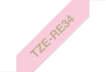 Picture of Brother TZE-RE34 label-making tape Gold on Pink