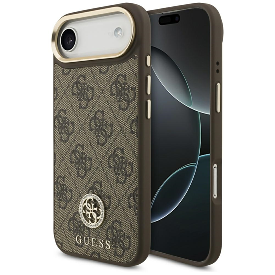 Picture of Guess Apple iPhone 17 Air Silicone case with MagSafe Strass Logo Brown