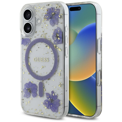 Изображение Case Guess Resin Flowers Glitter MagSafe for iPhon