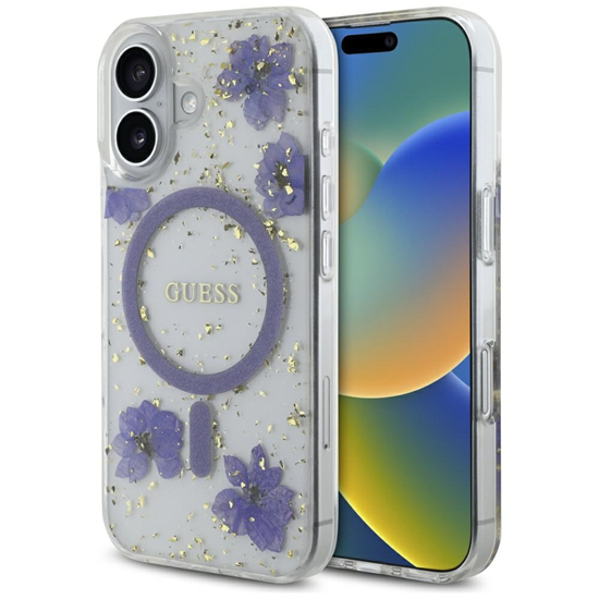 Изображение Case Guess Resin Flowers Glitter MagSafe for iPhon