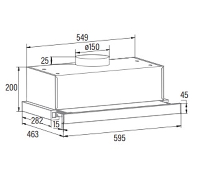 Изображение Cata TFB-5160 BK Hood, Energy efficiency class C, Width 59.5 cm, Max 297 m³/h, Mechanical control, LED, Black