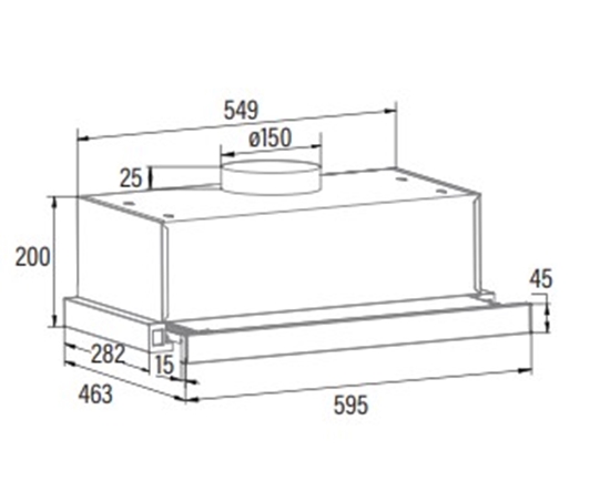 Picture of Cata TFB-5160 BK Hood, Energy efficiency class C, Width 59.5 cm, Max 297 m³/h, Mechanical control, LED, Black