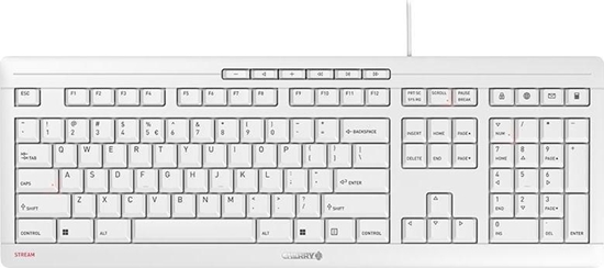 Изображение Cherry STREAM tastatūra Birojs USB QWERTY Amerikāņu angļu valoda Balts