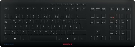 Изображение Cherry Stream tastatūra Universāls RF bezvadu + USB QWERTZ Vācu Melns