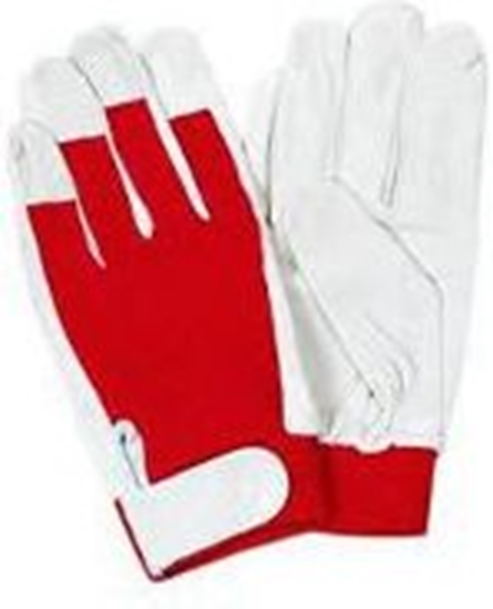 Picture of Cimdi ādas ar klipsi sarkani 10 izmērs