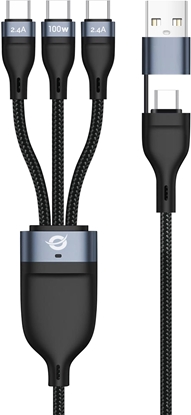 Attēls no Conceptronic Kabel USB2.0 -> 3-in-1 USB-C E-Mark  100W 1.50m
