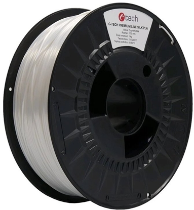 Attēls no C-TECH Tisková struna (filament) PREMIUM LINE, Silk PLA, dopravní bílá, RAL9003, 1,75mm, 1kg