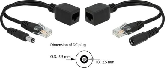 Picture of Delock Passive PoE Adapter Set RJ45 DC 5.5 x 2.5 mm