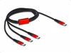 Picture of Delock USB Charging Cable 3 in 1 USB Type-C™ to 3 x USB Type-C™ 1 m black / red