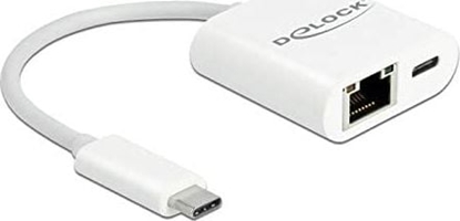 Изображение Delock USB Type-C™ Adapter to Gigabit LAN 10/100/1000 Mbps with Power Delivery port white