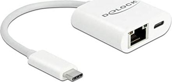 Picture of Delock USB Type-C™ Adapter to Gigabit LAN 10/100/1000 Mbps with Power Delivery port white