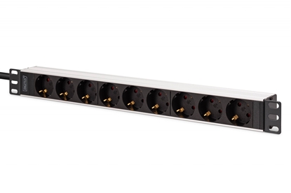 Picture of Digitus Multiple socket outlet with aluminum profile, 9-way socket outlet with earthing contact, 2 m supply cable, IEC C20 plug