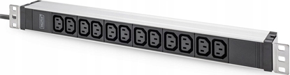 Изображение DIGITUS Socket strip with aluminum profile, 12-way, 2 m cable safety plug