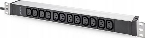 Изображение DIGITUS Socket strip with aluminum profile, 12-way, 2 m cable safety plug