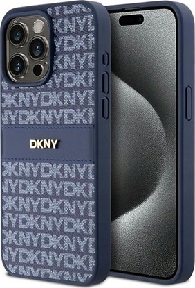 Attēls no DKNY DKHCP15XPRTHSLB iPhone 15 Pro Max 6.7" niebieski/blue hardcase Leather Mono Stripe & Metal Logo