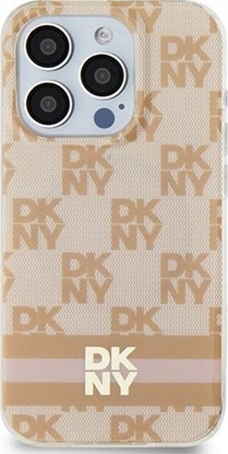 Изображение DKNY DKHMP15SHCPTSP iPhone 15 / 14 / 13 6.1" róowy/pink hardcase IML Checkered Mono Pattern & Printed Stripes MagSafe