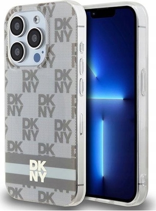 Attēls no DKNY DKHMP15XHCPTSE iPhone 15 Pro Max 6.7" beowy hardcase IML Checkered Mono Pattern & Printed Stripes MagSafe