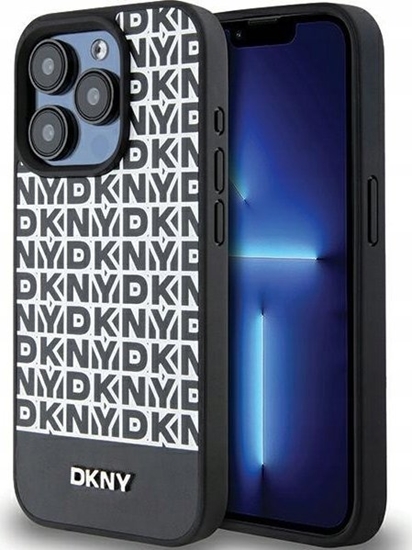 Picture of DKNY DKNY DKHMP15XPSOSPK iPhone 15 Pro Max 6.7" czarny/black hardcase Leather Printed Pattern Metal Logo MagSafe