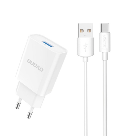 Picture of Dudao Dudao A4EU USB-A 2.1A wall charger - white + USB-A - USB-C cable