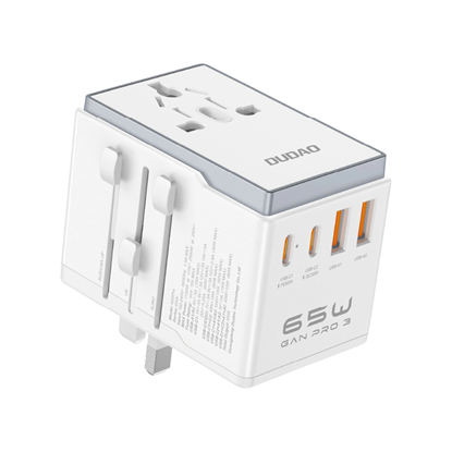 Attēls no Dudao Dudao A65Pro 65W EU / US / JP / AUS / UK travel adapter 2x USB-C 2x USB-A - white