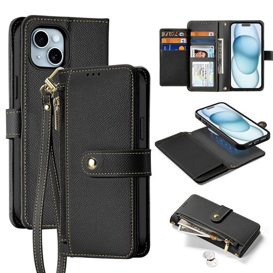 Picture of Dux Ducis Lawa Leather Case for iPhone 15 - Black