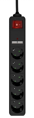 Attēls no EnerGenie SPG5-U2-5-02 Power strip with USB charger, 5 sockets, 1.5 m, USB 2A, black |