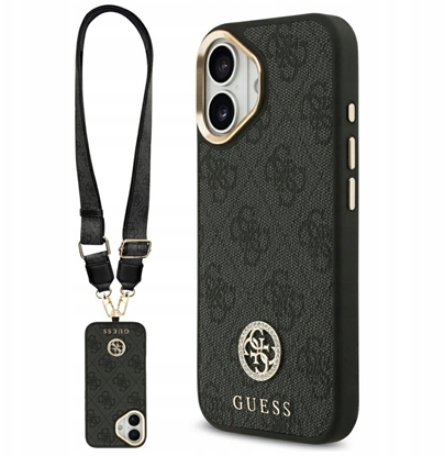 Attēls no Etui Guess 4G Strass Logo & Big Strap Metal Buttons MagSafe do iPhone 17 czarny