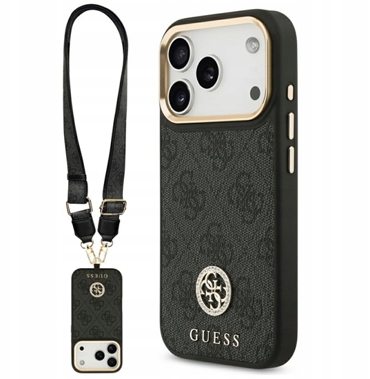Picture of Etui Guess 4G Strass Logo & Big Strap Metal Buttons MagSafe do iPhone 17 Pro czarny