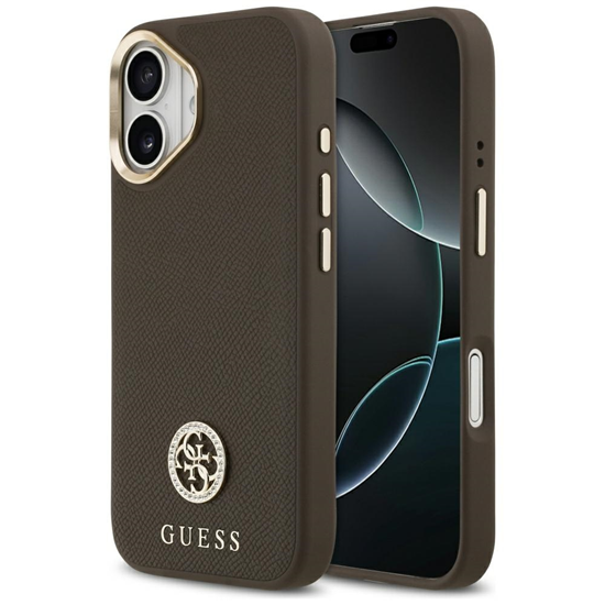 Изображение Etui Guess Grained Strass Logo MagSafe do iPhone 17 brzowy