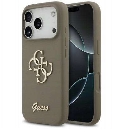 Attēls no Etui Guess Silicone Big 4G Script do     iPhone 17 Pro Max brzowy