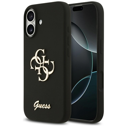 Attēls no Etui Guess Silicone Big 4G Script do iPhone 17 czarny