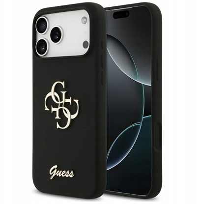 Attēls no Etui Guess Silicone Big 4G Script do iPhone 17 Pro Max czarny