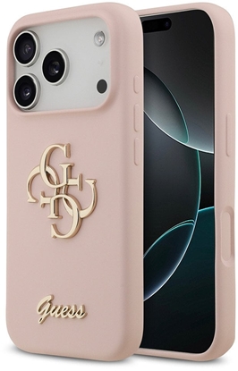 Attēls no Etui Guess Silicone Big 4G Script do iPhone 17 Pro róowy