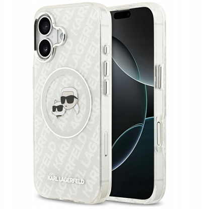 Attēls no Etui Karl Lagerfeld IML Glitter Karl & Choupette Heads Logo MagSafe do iPhone 17 szary