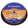 Picture of 1x10 Verbatim DVD-R 4,7GB 16x Speed, matt silver Cakebox