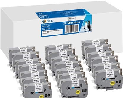 Picture of 20x G&G Schriftband 18mm x 8m sw ws komp. m. Brother TZe-241