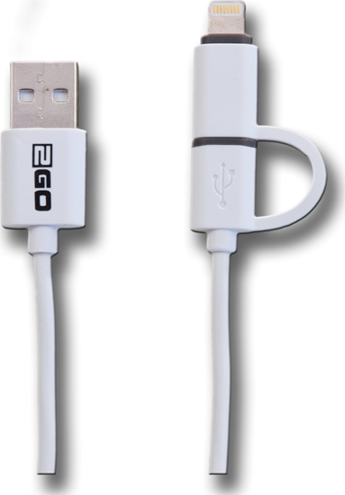 Picture of 2GO 2in1 USB Lade-/Datenkabel f. Micro-USB & Apple 100cm ws