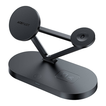 Attēls no Acefast Acefast 15W Qi Wireless Charger for iPhone (with MagSafe), Apple Watch and Apple AirPods Stand Holder Magnetic Holder Black (E9 black) Black